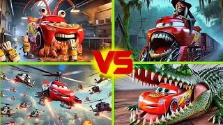 McQueen Scorpio 🆚 McQueen Monster Train🆚 McQueen Helicopter🆚McQueen Crocodile