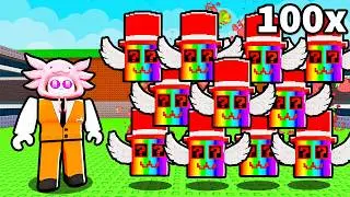 Я открыл 100 счастливых блоков Strawberry Admin в игре Steal a Brainrot!