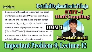 Muff Coupling or Sleeve Coupling or Box Coupling Design Procedure||Design of Machine Members-1
