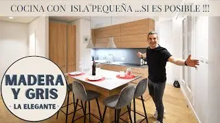 Cocinas con isla pequeña //  Madera y Gris CJR
