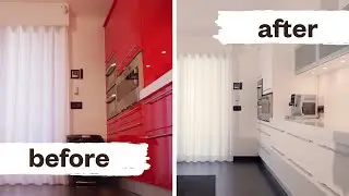 Transformation cuisine | R&eacute;novation Film Adh&eacute;sif | Bois blanc et marbre | Incroyable Avant & Apr&egrave;s