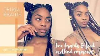 Natural Hair Protective Styling : Tribal Braids | Feed Method