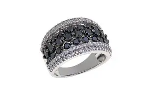 2.02ctw Black and White Diamond Sterling Silver Band Ring