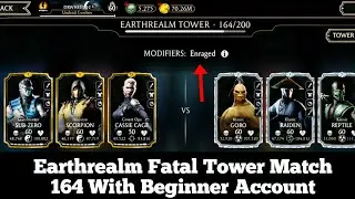 MK Mobile Earthrealm Fatal Tower Match 164 With Beginner Account With Gold Characters