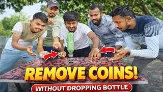 Remove coins without dropping bottle #funny #challenge #comedy #youtube 