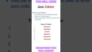 Java Tokens | Java Programming Full Course 2025: Beginner to Advanced | Master Java 