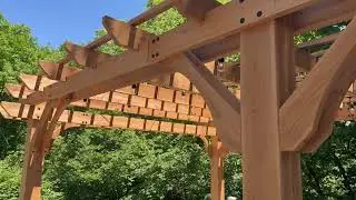 Backyard Discovery Beaumont Traditional Cedar Wood Pergola Kit & Larkvue 96FT LED Outdoor String