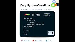 Python Coding challenge - Day 169 | What is the output of the following Python Code?  
