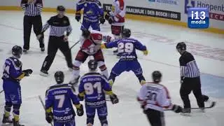 Ijshockey vechtpartij: Brock Montgomery krijgt het aan de stok met Goran Pantic