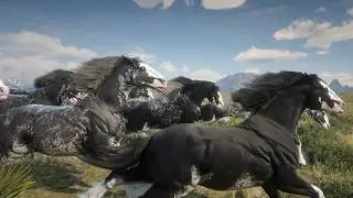 Табун ОГРОМНЫХ Лошадей породы ШАЙР в Red Dead Redemption 2