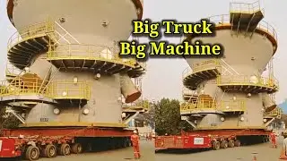 Big truck with big machine. heavy equipment in big truck, ds world