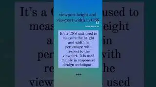 viewport height and width property in CSS 🧿 