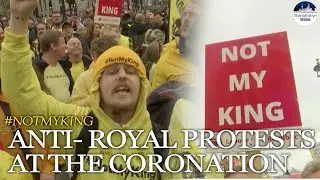 'Down with the crown!' King Charles's coronation procession booed by anti-royal protesters in London