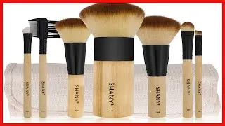 SHANY Bamboo Makeup Brush Set - Vegan Brushes With Premium Synthetic Hair & Cotton Pouch - 7pc
