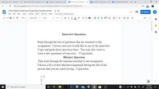 Questions for your Oral History Interview