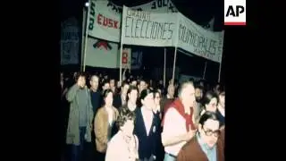 SYND 11 3 78 DEMONSTRATION OF BASQUE MAYORS CALLING FOR MUNICIPAL ELECTIONS