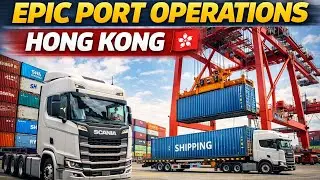 Epic Port Operations in Hong Kong 🇭🇰 | Truck Drop Container &bull; Crane Loading & Unloading #hongkong