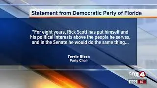 Political parties respond to Governor Rick Scott running for U.S. Senate against Senator Bill Nelson