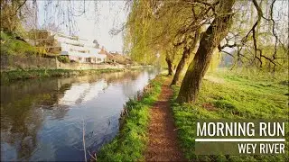 River Run | Virtual Trail Run ASMR | Treadmill Workout Scenery | River Wey Navigation Guildford