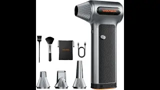 WOLFBOX MF200 Electric Air Duster with Removable Battery & 4 Nozzles, Cordless 3-Speed
