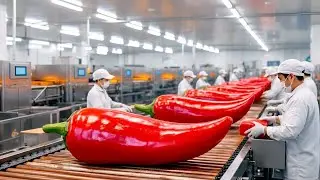 Обработка самых больших в мире перцев! 🌶️ Внутри завода Titan Chili Factory