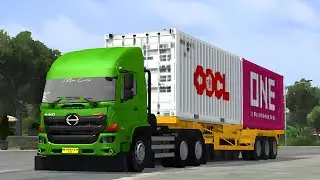 Mod Bussid Truk Hino 500 Trailer Kontainer 40 FT - Bus simulator Indonesia