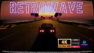 Retrowave - Neon lights, palm trees, synthwave, '80s supercars - 4K UHD