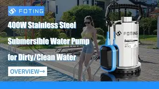 FOTING 400W Stainless Steel Submersible Water Pump for Dirty/Clean Water, 8250 L/H Electric Sump