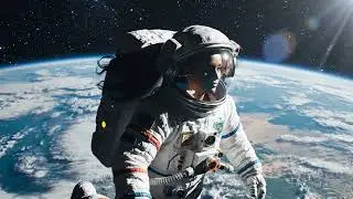 Astronaut Floating In Zero Gravity Above Earth With Cinematic Outer Space, Background Animation
