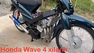 Building a Honda Wave engine with up to 4 cylinders, scavenging for parts from scrap metal.