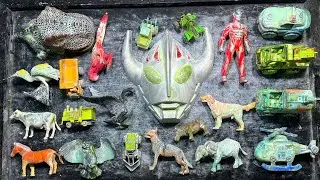 Mewarnai Mainan Dengan Lumpur, Mobil Mobilan, Truk Tengki, Anjing, Kaka Tua, Bangau, Angsa, Buldoser