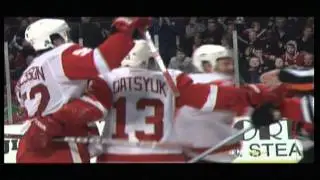 Johan Franzen's knock down of Montador down after his 