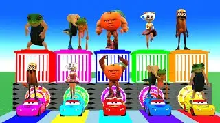 Funny Long Slide Game With Elephant Cow Gorilla Tiger Hippo Funny 3D Animals Game