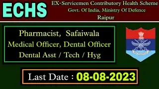 Recruitment for Pharmacists in ECHS Polyclinic - Ministry of Defence-ECHS Raipur - Pharmacist Jobs