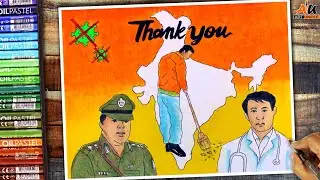 Coronavirus Awareness Poster Drawing | Stay at Home | India Thanks to Corona Warriors- COVID-19