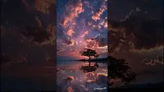 Starry Sky Mirror Lake 🌌 #nightsky