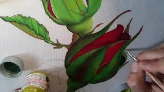 Correção da parte final do vídeo: como pintar um botão de rosa em tecido