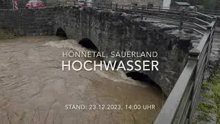 Hochwasser Hönne (Sauerland) 23.12.2023 Stand: 14:00 Uhr