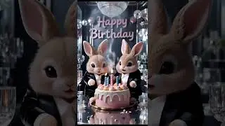 Two Cute Rabbits Celebrate Birthday with Joy 🎂🐇#HappyBirthday  #AnimalParty #BirthdayCelebration