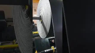 Heavy Duty Rubber Conveyor Belt In The Cutting. #conveyorbelt #manufacturing #winding #satisfying