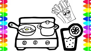 Cooking stove Items, Drawing, Painting and coloring for kids, Toddlers | Tips for easy drawing.