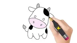 Cute Cow Drawing for Kids | Easy Farm Animal Drawing Lesson
