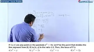 Parabola Locus Point Division Formula JEE 11th Maths 2D GeometryConics