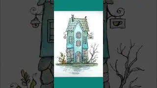 Whimsical Teal House &mdash; Quick Watercolor Reveal