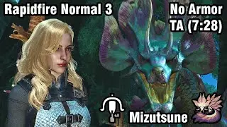 [MH Wilds] Rapidfire Normal 3 No Armor vs Mizutsune. TA Rules ( 7:28 )