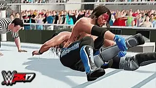 WWE 2K17 - AJ Styles vs Seth Rollins EPIC BLOODY MATCH GAMEPLAY W/DAYTIME ARENA (PS4 & XBOX ONE)