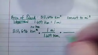 Example of area conversion (square km to square miles)