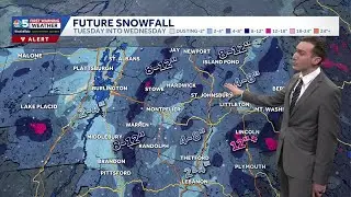 Steady snow fills in Tuesday, wrapping up on Christmas Eve in Vermont (12-22-25)