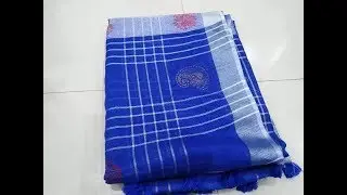 Traditional Lenin Check Prints Saree With Blouse || Digital Print Sarees With Running Blouse Design