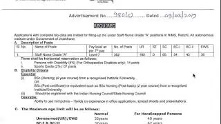 RIMS Ranchi Vacancy For Staff Nurse 362 Vacancy